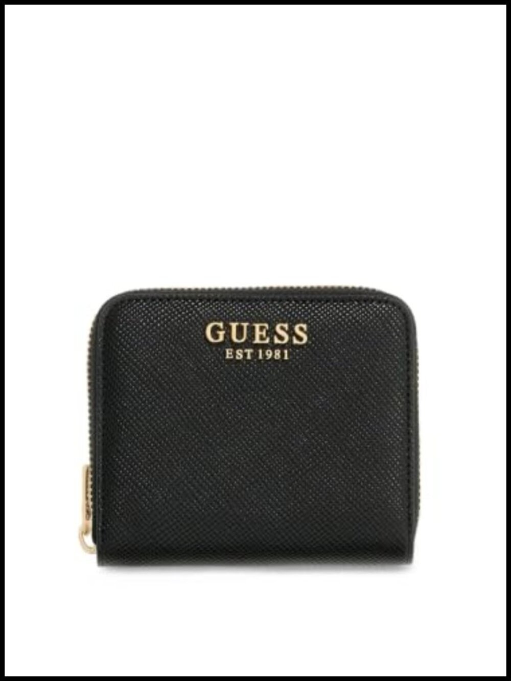 GUESS Danielle Small Zip Wallet Eco Saffiano PU Gold Hardware Card Slip Coin